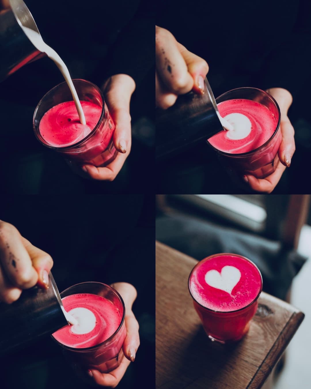 Factory Girl signature pink latte collage