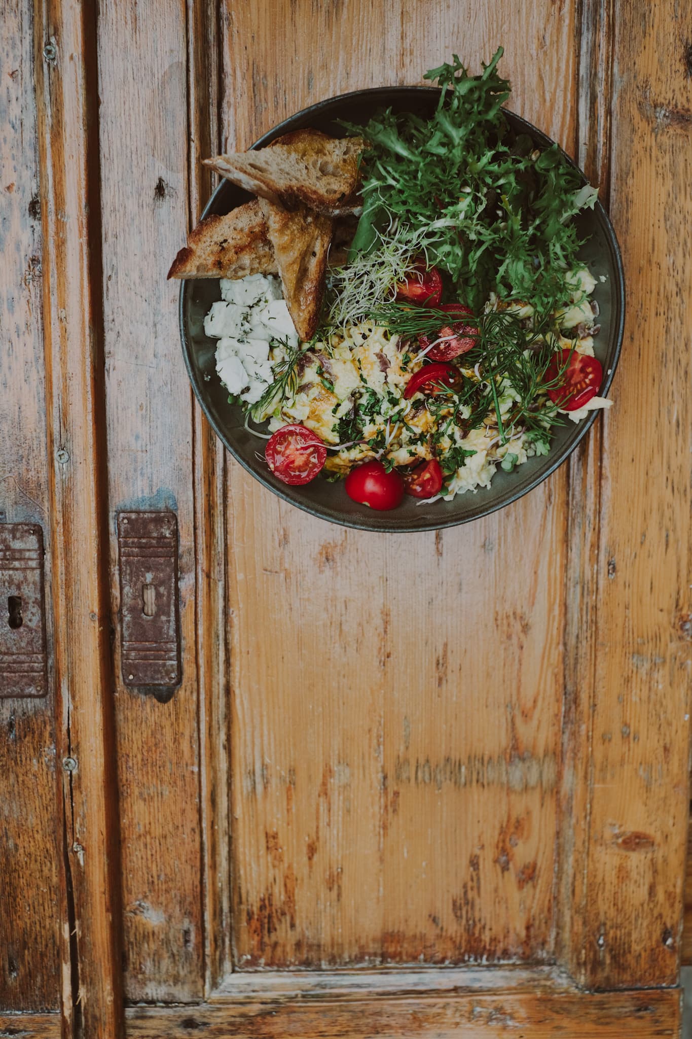 Menemen style eggs with cherry tomatoes